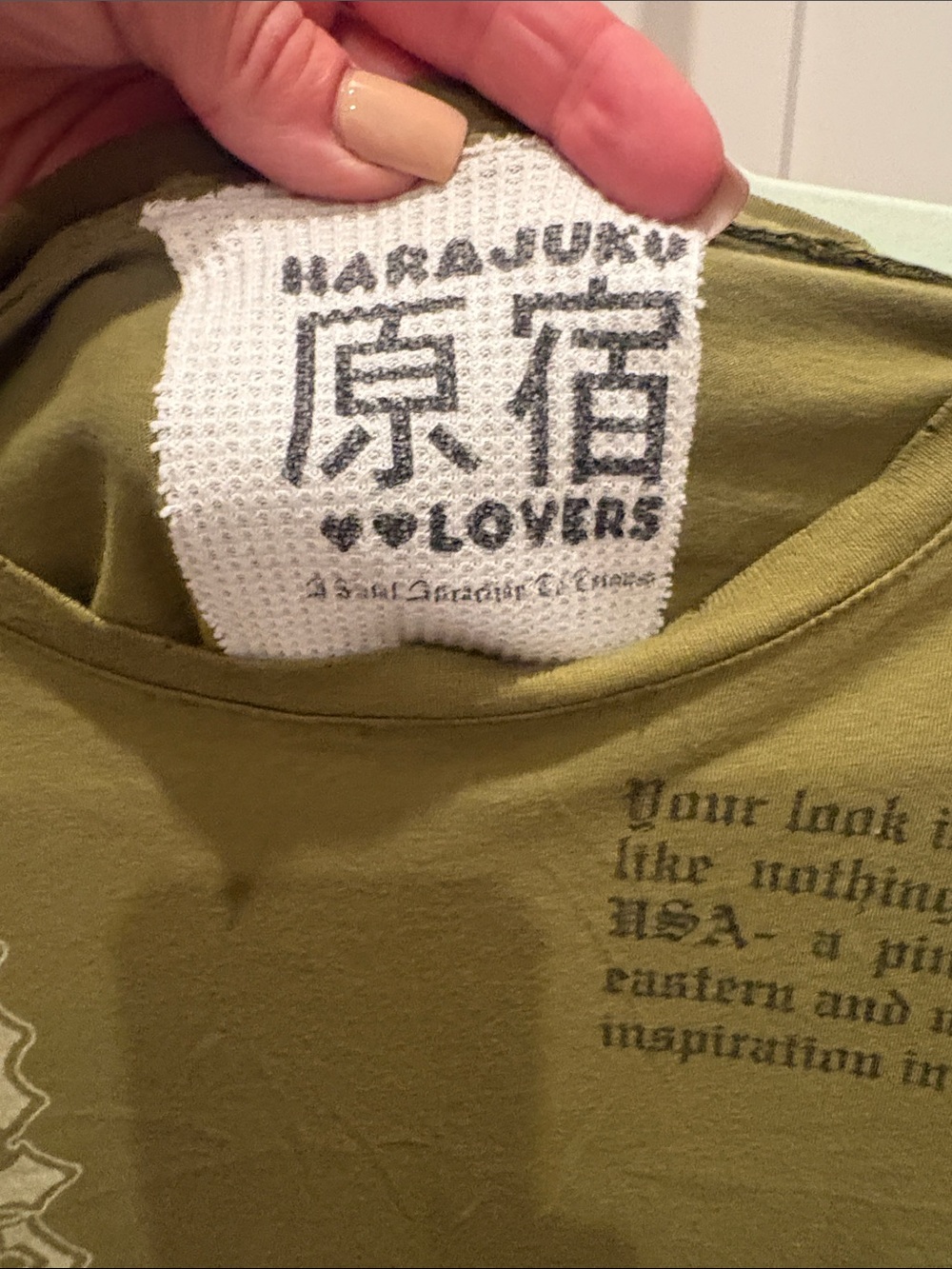 Harajuku Lovers Olive Green Short Sleeve Logo Tee - Picture 3 of 4